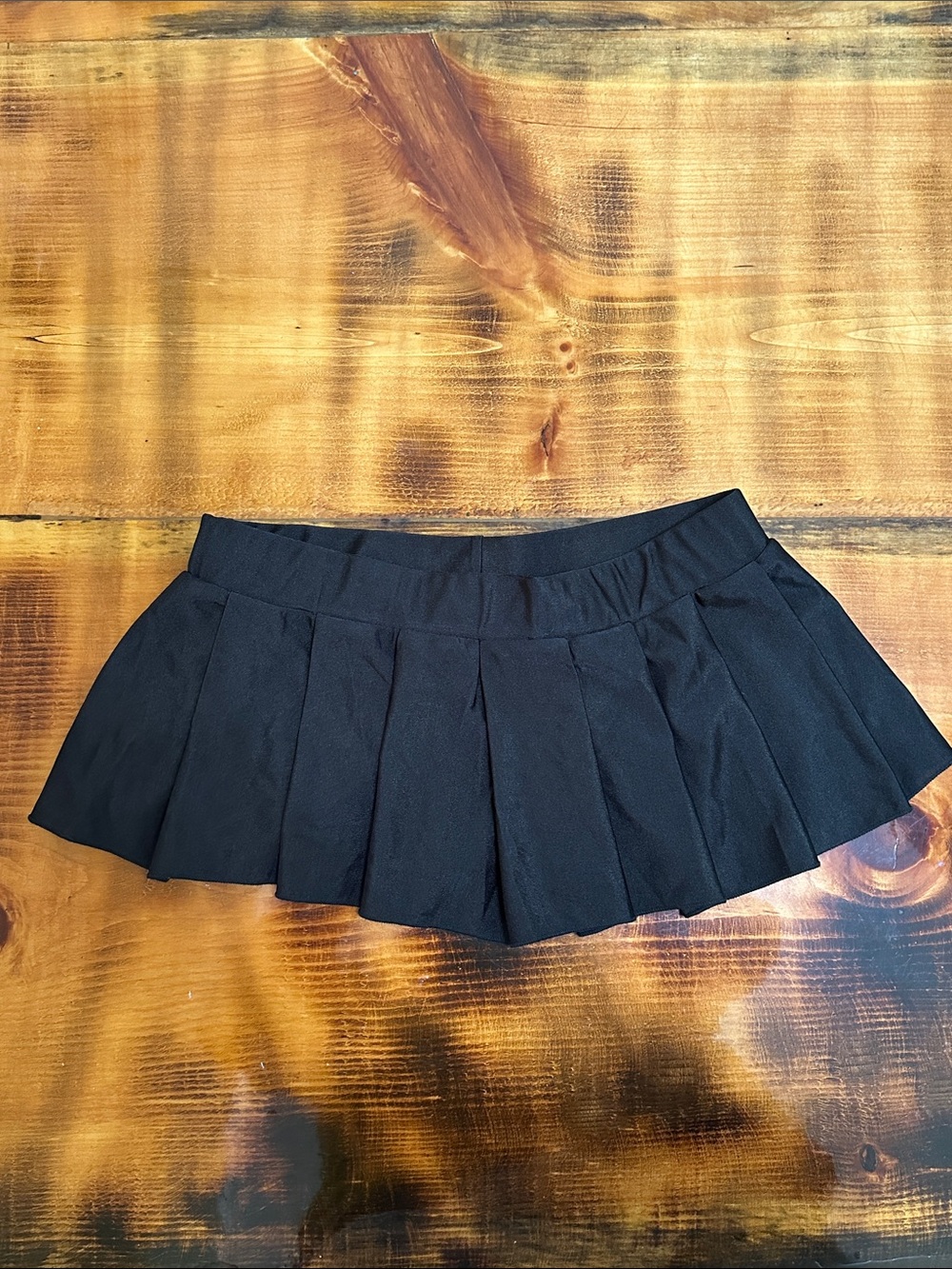 Pleated Black Mini Skirt Cover Up- Sleek A-Line Style
